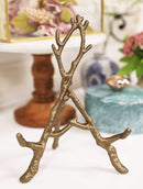 Ebros Cast Iron Rustic Gold Intertwining Branch Twigs Easel Display Stand 9" H