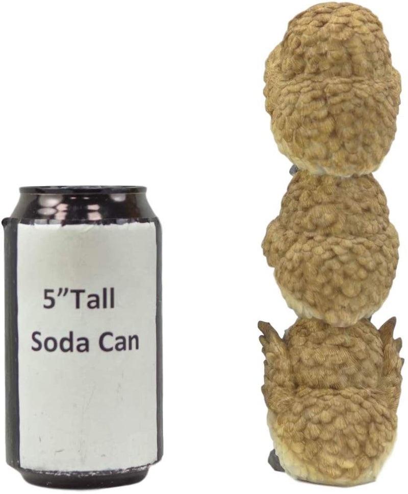 Ebros Stacked See Hear Speak No Evil Wise Acrobatic Fat Owls Figurine (Brown)