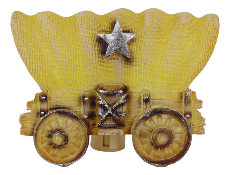 Rustic Western Cowboy Vintage Wheeled Wagon Wall Plug In LED Night Light