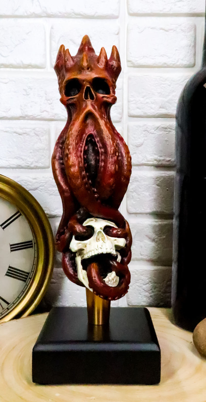 Ebros Red Octopus Demon King Crushing Skull Novelty Beer Tap Handle Figurine With Base