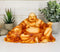 Ebros Feng Shui Hotei Happy Buddha Sitting with Gold Ingot and Money Coins 9" W