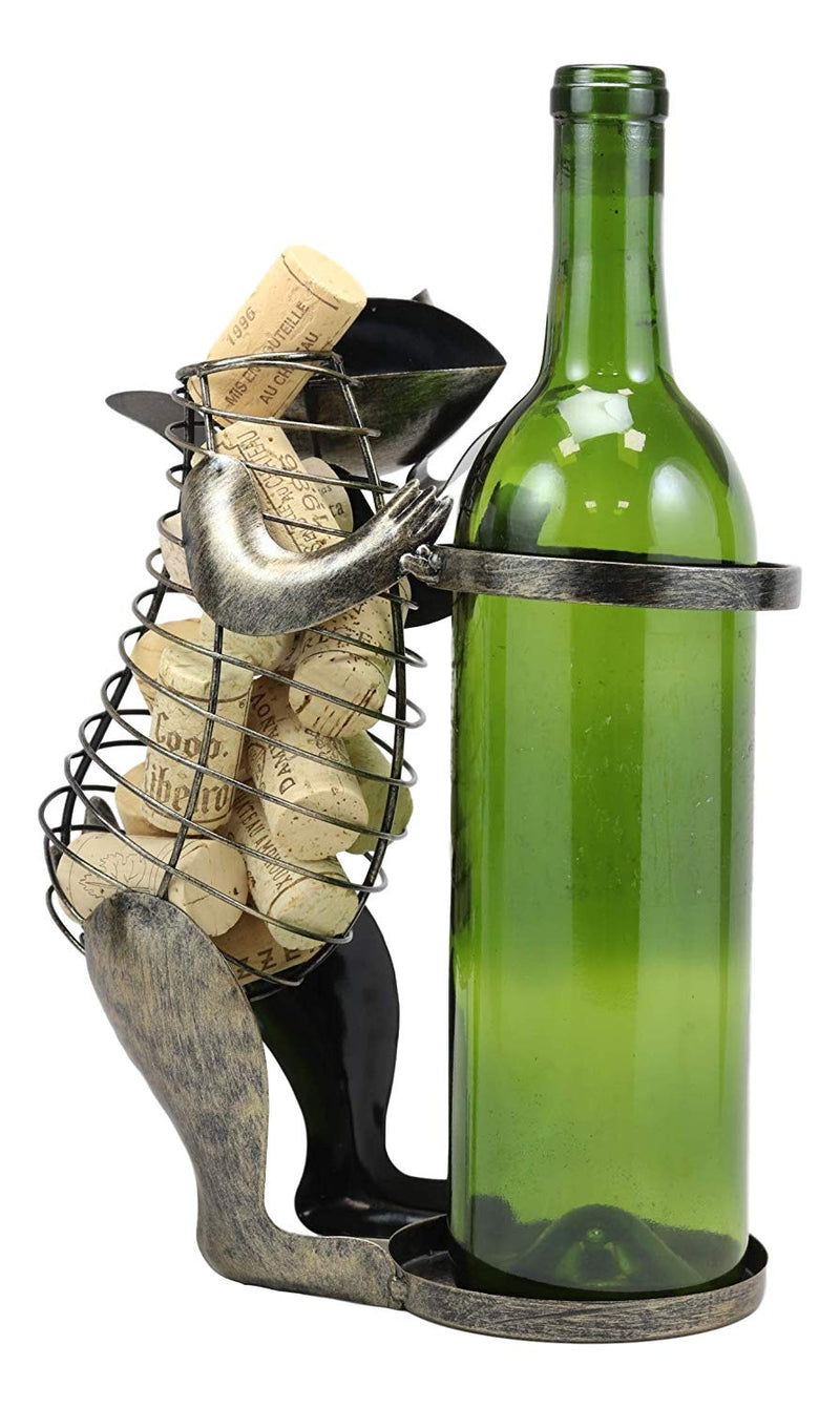 Ebros Gift Adorable Begging Pet Dog Decorative Cork and Wine Bottle Holder Sculpture Hand Made Steel Metal Animated Decor Figurine Home Kitchen Dining Wine Cellar Organizer Centerpiece