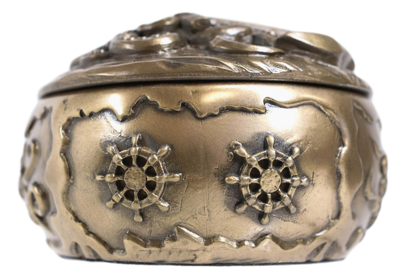 Nautical Kraken Octopus With Ship Anchor Decorative Jewelry Box Figurine 4"Diam