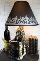 Ebros Grim Reaper Seated On Skeleton Justice Throne With Scythe Table Lamp With Shade