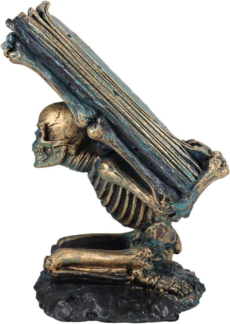 Dead Man's Curse Skeleton Slave Holding A Witch Poison Apple Spell Book Figurine