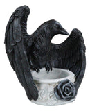 Gothic Edgar Poe Nevermore Raven Ward Black Rose Resin Tea Light Candle Holder