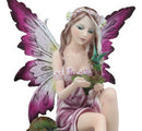 Mysterious Water Lagoon Purple Fairy With Hummingbird Statue 9"H Garden Fairies