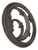 Rustic Cast Iron Crescent Moons and Stars Round Moon Wall Decor Trivet Plaque