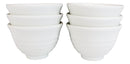 Contemporary Ridged Matte White Jade Melamine Rice Soup Dessert Bowls Pack Of 6