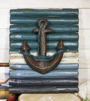 Rustic Beach Nautical Marine Ship Anchor With Ropes Wood Panel Wall Decor Plaque