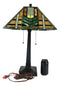 Louis Comfort Tiffany Mission Style Geometric Green Arrow Glass Shade Table Lamp