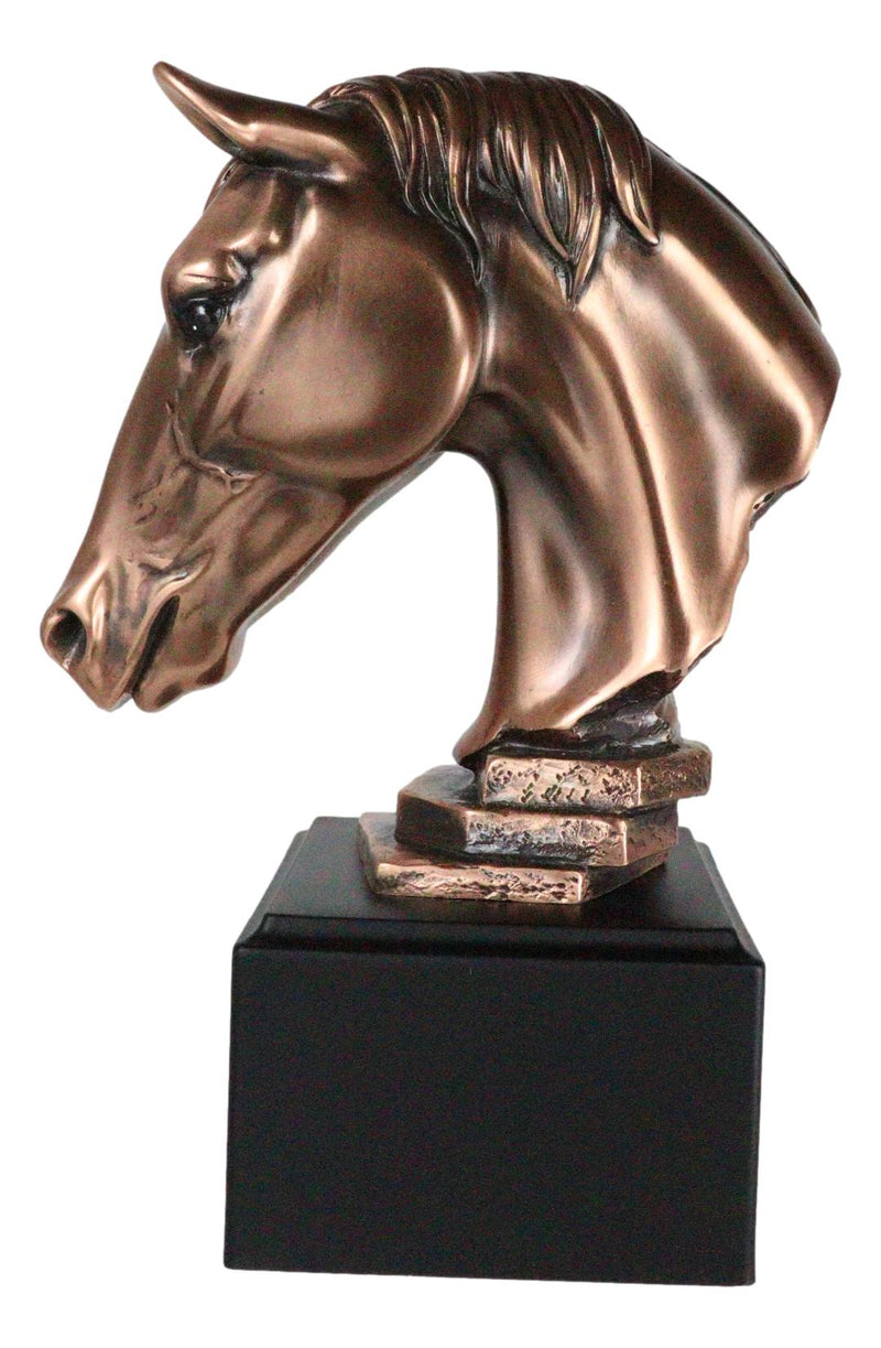 Western Wildlife Handsome Horse Stallion Head Bust Figurine With Trophy Base