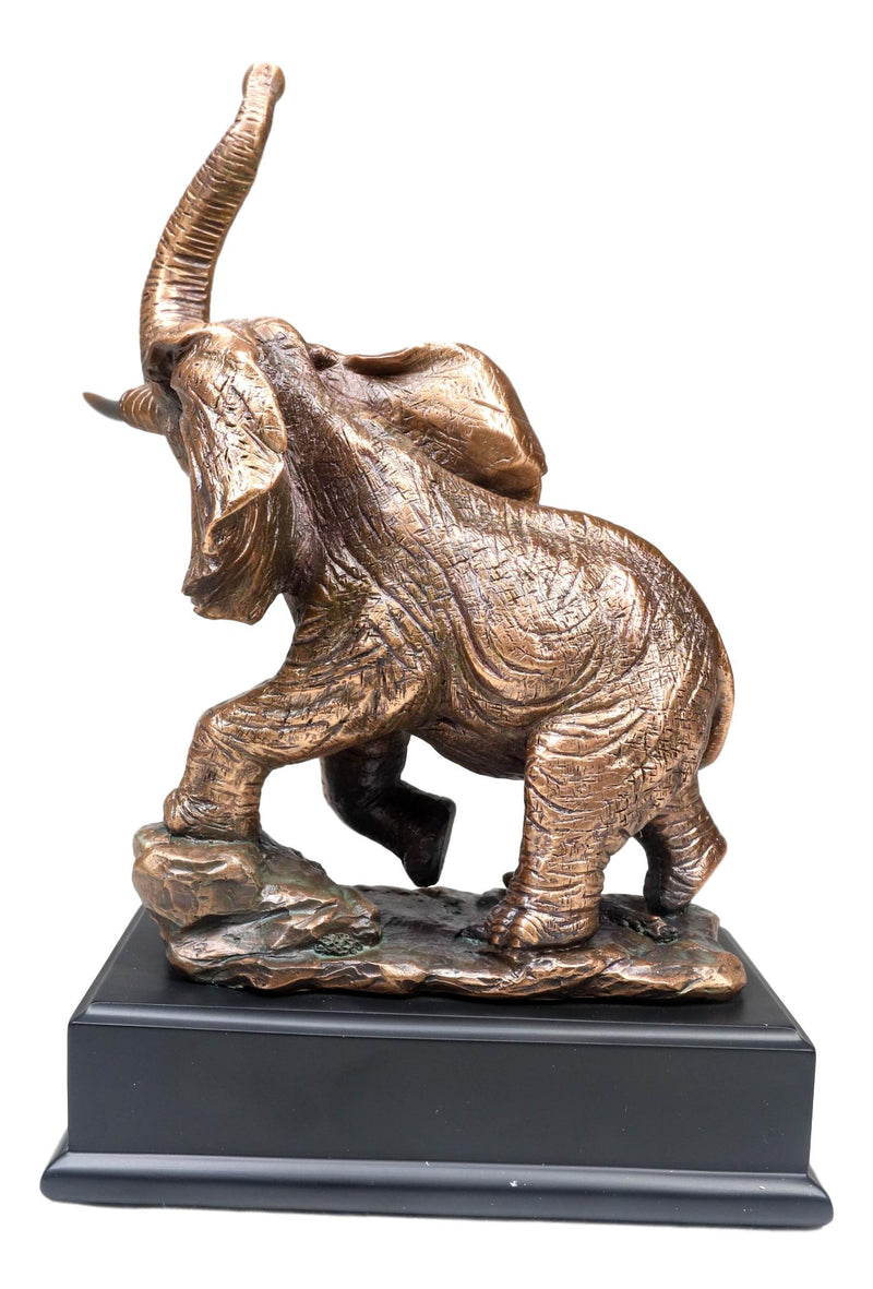 Ebros Safari Elephant Trumpeting Bronze Electroplated Figurine With Base 10.75"H