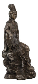 Ebros Water And Moon Goddess Kuan Yin Bodhisattva Sitting Figurine 13.75"H