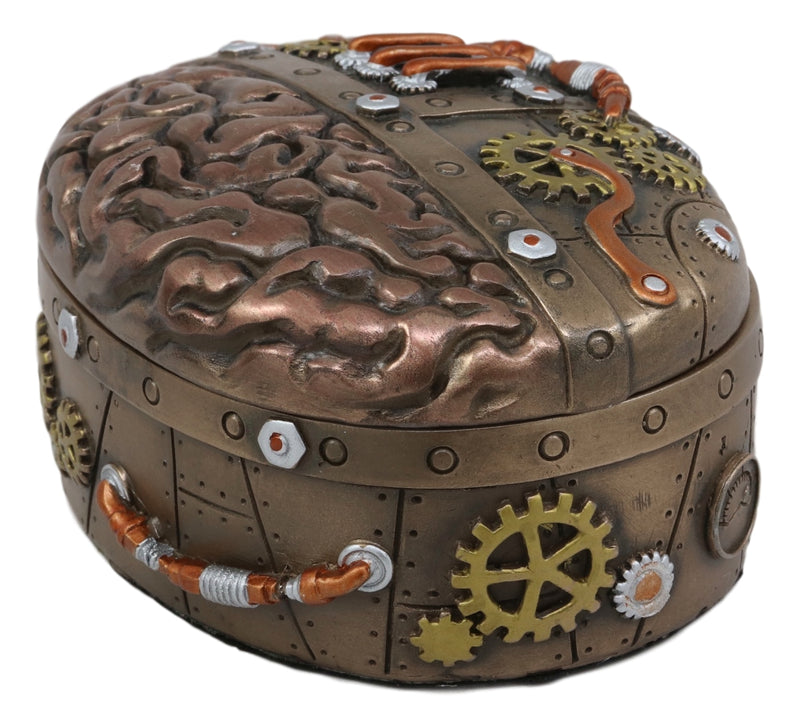Ebros Vintage Design Steampunk Brain Robotic Control Center Jewelry Box Figurine Decor