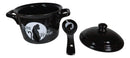 Wicca Full Moon Black Cat Feline Hungry Fine Bone China Bowl With Spoon And Lid