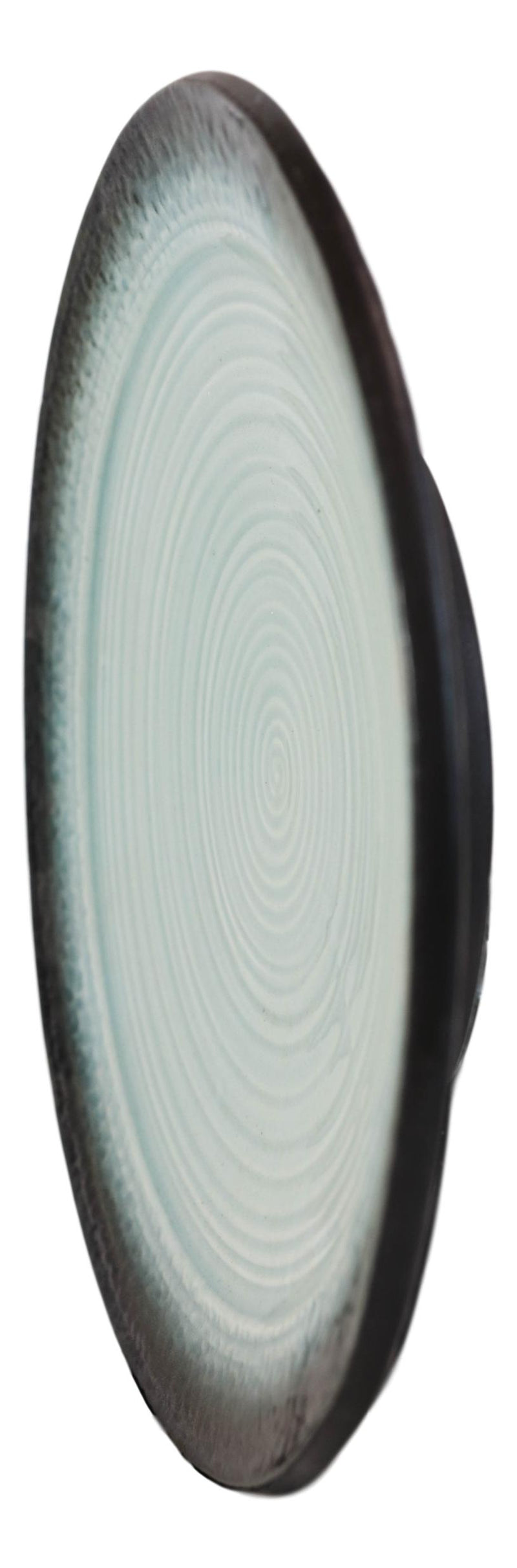 Pack Of 3 Ceramic Zen Blue Tao Swirl Dinner Lunch Entree Salad Plates 10.25"D