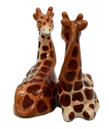 Zoo Safari Giraffe Lovers Ceramic Magnetic Salt Pepper Shakers Set Figurines