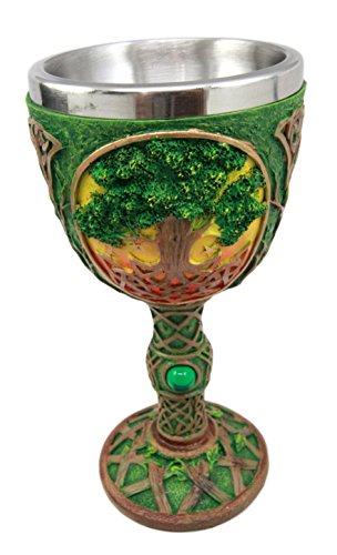 Ebros Large Celtic Sacred Tree of Life Yggdrasil Wine Goblet Chalice Cup 8oz
