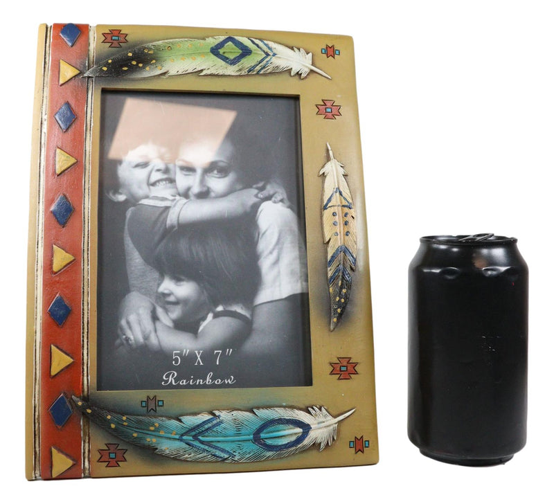 Rustic Southwestern Boho Aztec Vectors And Indian Feathers Picture Frame 5"X7"