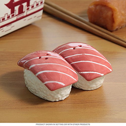 Ebros Maguro Tuna Sushi Magnetic Fish Salt and Pepper Shakers Novelty Set