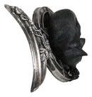 Wicca Witchcraft Triple Moon Insignia With Sleeping Black Cat And Rose Figurine