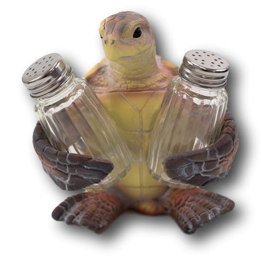 Slowly Seasoned Nautical Ocean Sea Turtle Salt Pepper Shakers Holder Figurine - Ebros Gift