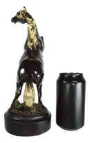 Western Black Beauty Rearing Horse In Bronze And Gold Resin Figurine With Base