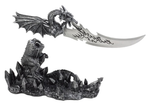 Ebros Cavern Dragon Letter Opener Dagger with Base Study Office Desktop Decor