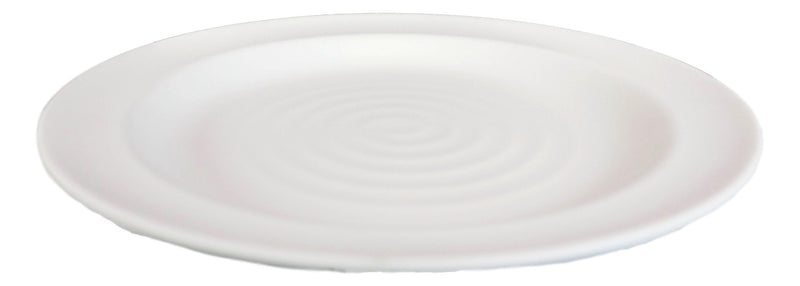 Pack Of 6 Contemporary Irregular Ridged Matte White Melamine Large Dinner Plates