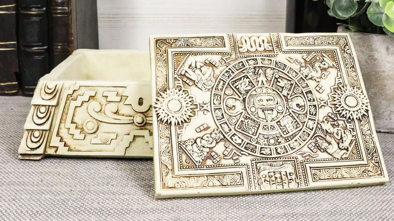 Ebros Aztec Maya Lunar And Solar Sun Gods Mesoamerican Calendar Jewelry Box Figurine