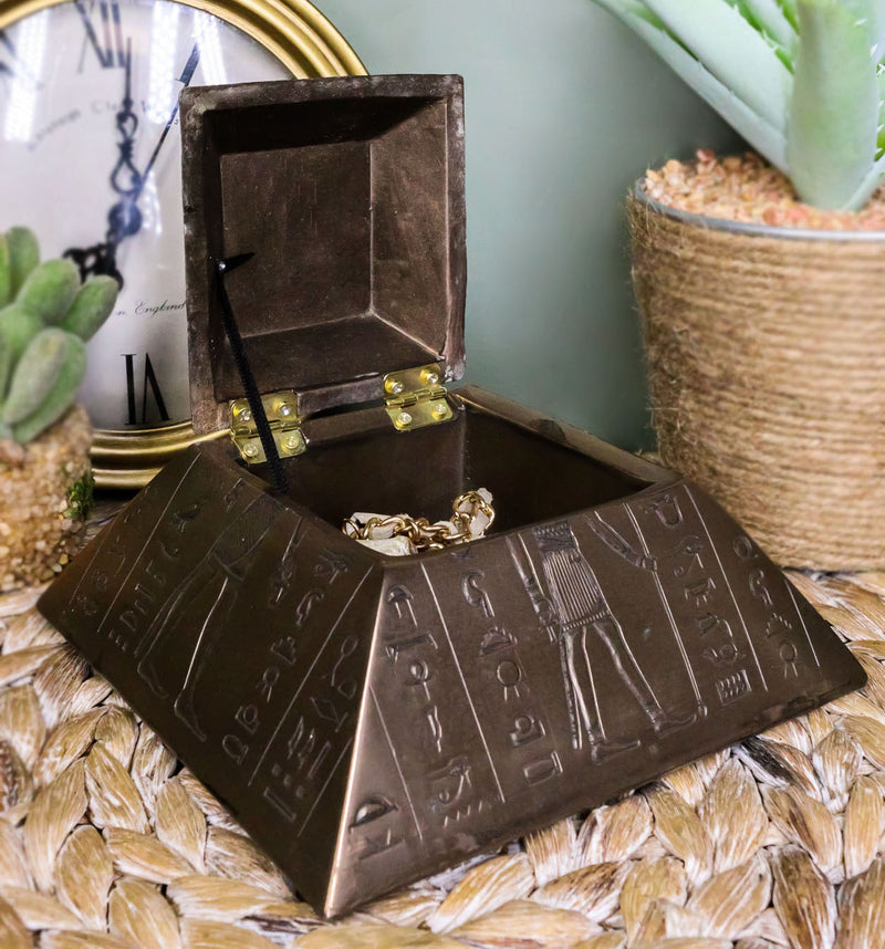 Ebros Ancient Egyptian Isis Sekhmet Horus Anubis Pyramid Jewelry Trinket Box 6"L