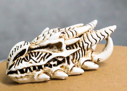 Miniature Tribal Tattoo Demon Horned Dragon Skull Figurine Fantasy Dragons Lair - Ebros Gift