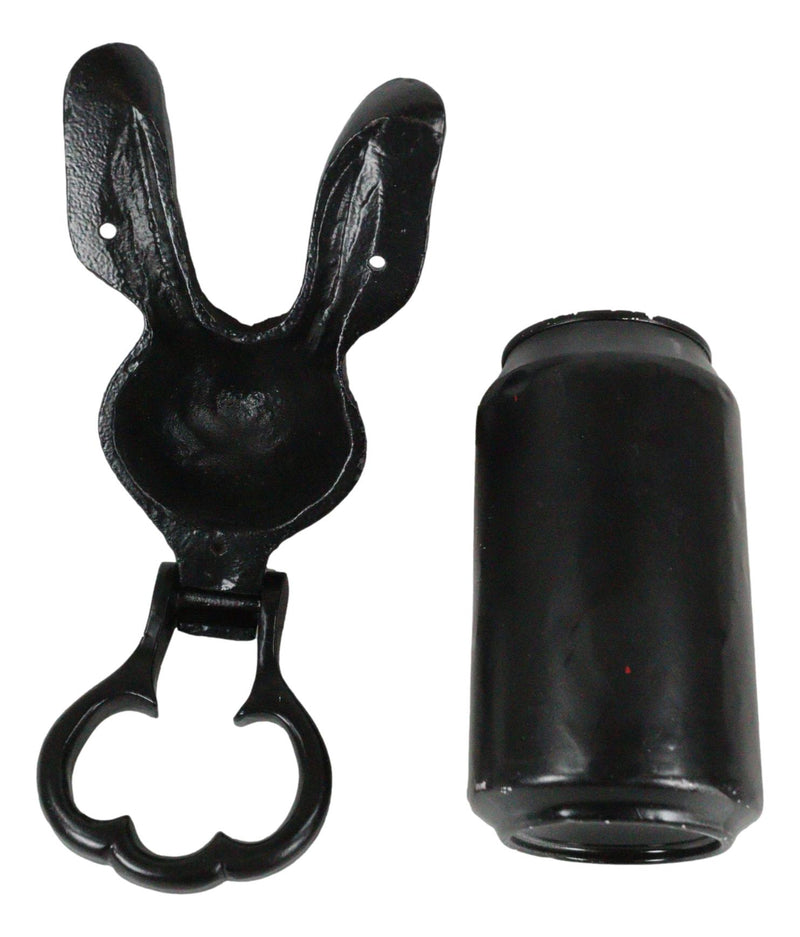 Black Coated Metal Rustic Whimsical Animal Bunny Rabbit Door Knocker Plaque
