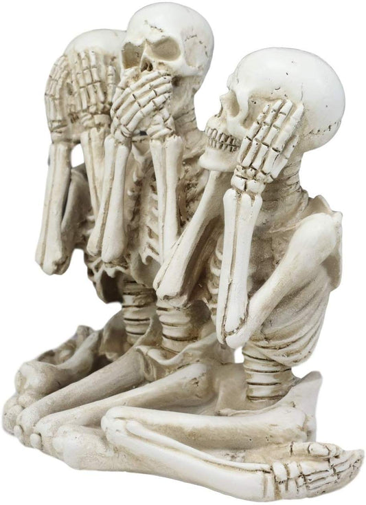 Ebros Gift Hear See Speak no Evil Skeleton Resin Figurine