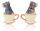 Puppy Love Adorable Teacup Schnauzer Dog Couple Ceramic Salt Pepper Shaker Set