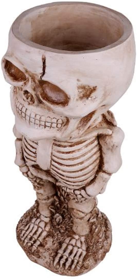 Ebros Large 28" Height Funny Skeleton Candy Pot Bowl Holder Resin Figurine