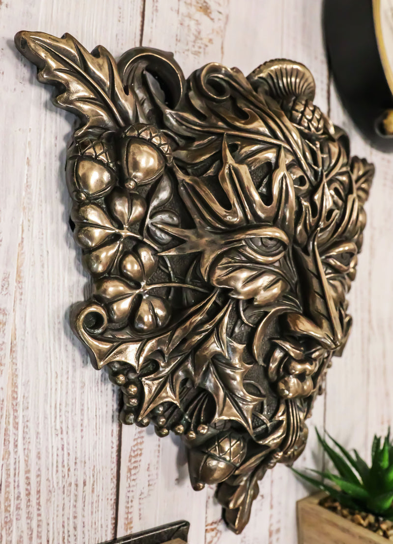 Faux Bronze Autumn Acorn And Clover Greenman Wall Decor Plaque Maxine Miller