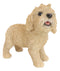 Lifelike Realistic Smiling Labradoodle Puppy Dog Figurine With Glass Eyes 5.5"H