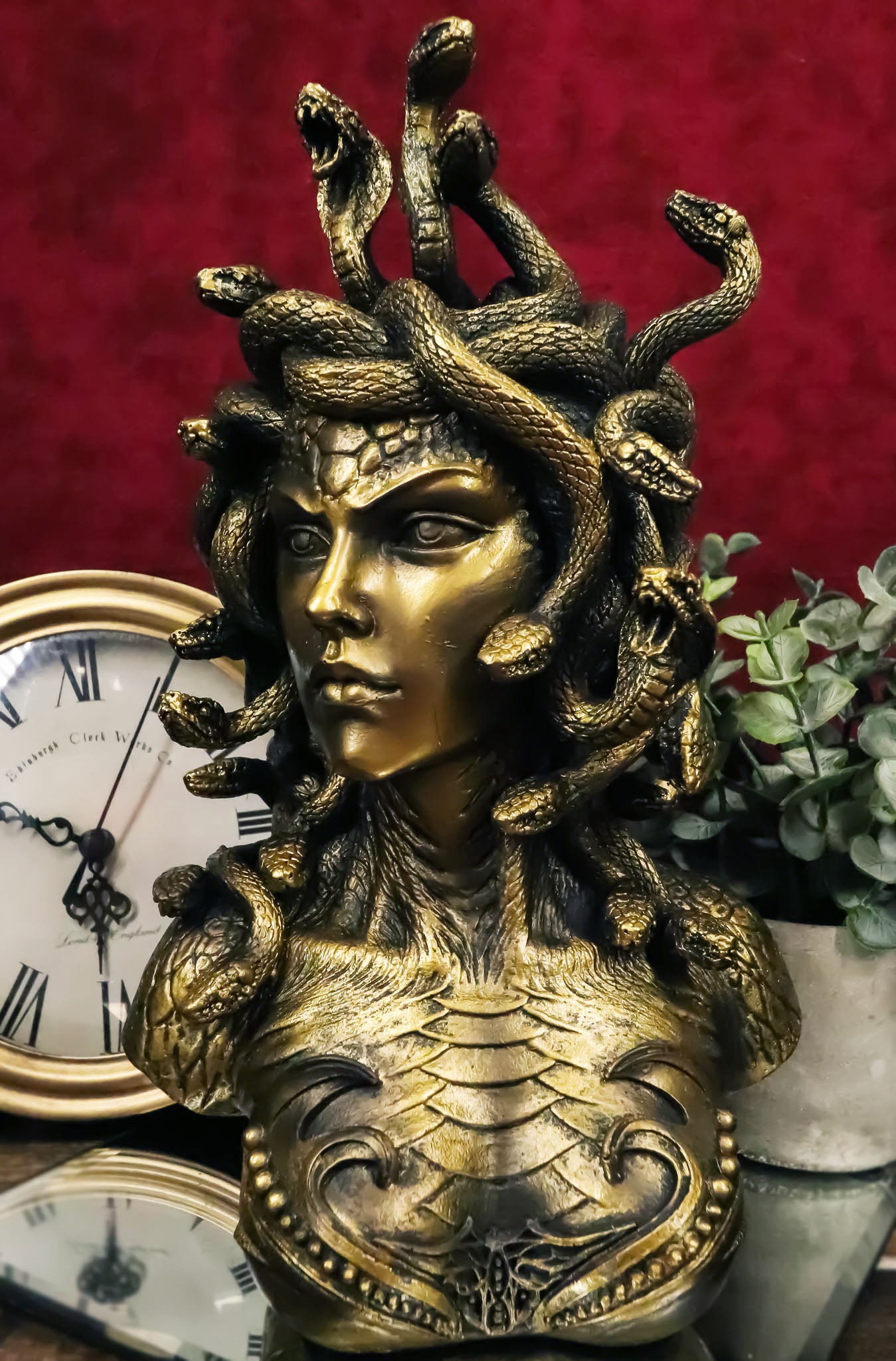 Greek Mythology Gorgon Sisters Goddess Medusa With Wild Snakes Hair Bu ...
