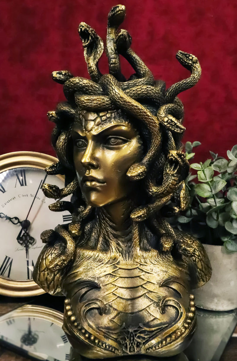 Greek Mythology Gorgon Sisters Goddess Medusa With Wild Snakes Hair Bust Statue