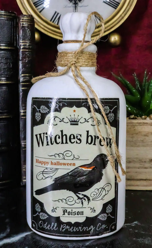Ebros Gift Witches Raven Brew Happy Halloween Poison Ceramic Bottle - Ebros Gift
