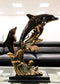 Large 23"H Nautical Marine 2 Bottlenose Dolphins Leaping Over Ocean Waves Statue