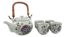 White Storks Cherry Blossom Red Moon Night Sky Ceramic Teapot And 4 Tea Cups Set