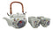 White Storks Cherry Blossom Red Moon Night Sky Ceramic Teapot And 4 Tea Cups Set