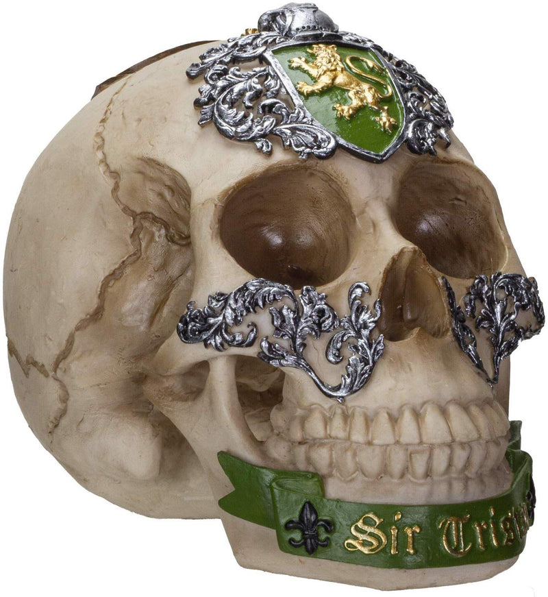 Ebros The Knights of The Round Table Skulls Sir Tristan Resin Skull Figurine