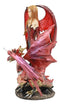 Ebros Red Fairy Dragon Figurine 8"H Pixie Fire Fairy W/ Chained Dragon Figurine