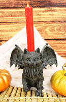 Ebros Gift Medieval Gothic Vampire Catgoyle Winged Cat Gargoyle with Dracula Fangs Lifting Paw Candle Holder Statue 7.25" L - Ebros Gift