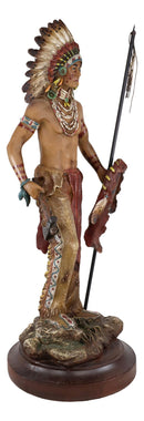 Native American Indian Warrior Chief With Eagle Roach Spear And Axe Figurine