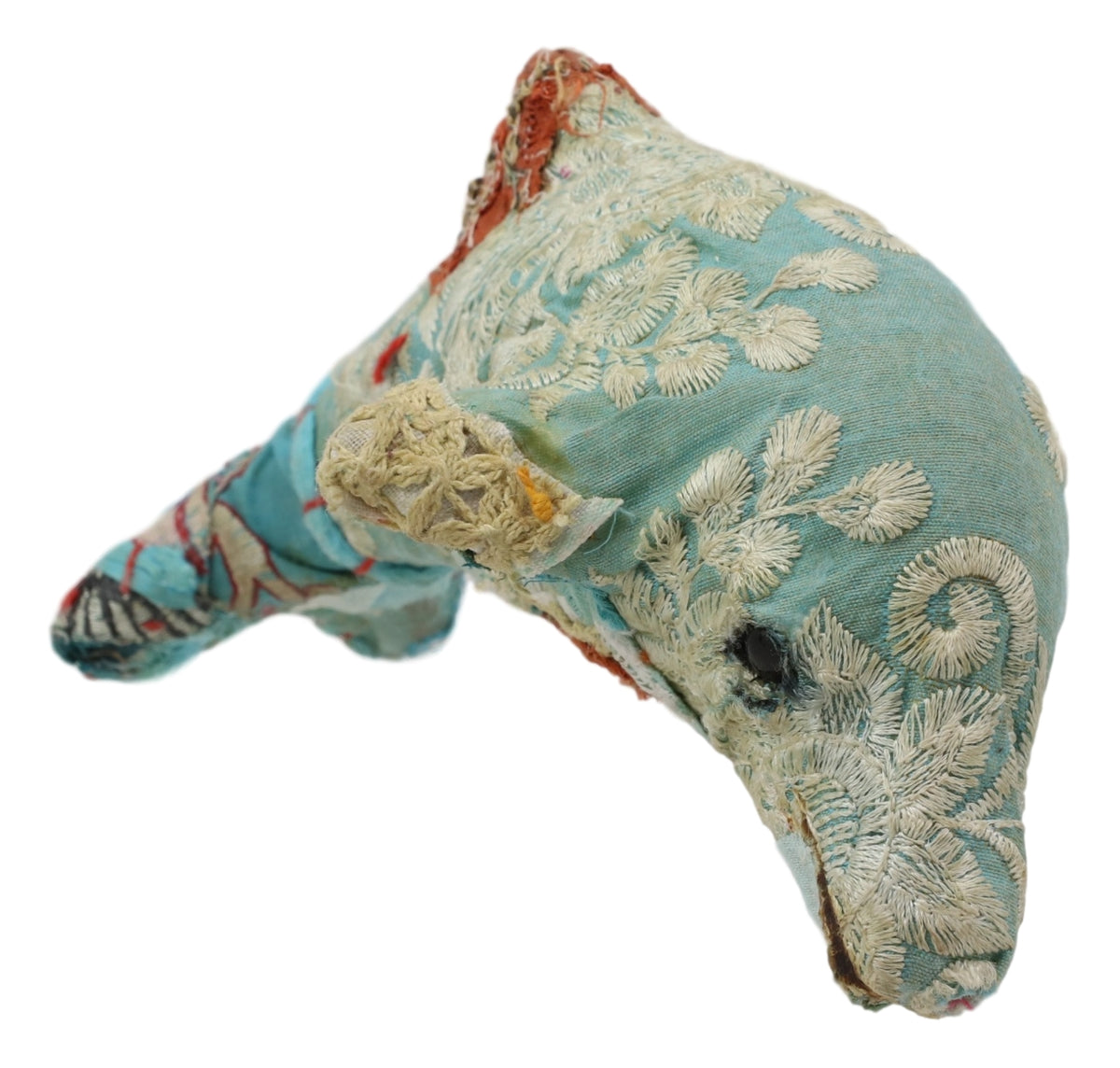 Marine Bottlenose Dolphin Hand Crafted Paper Mache Colorful Sari Fabric Figurine